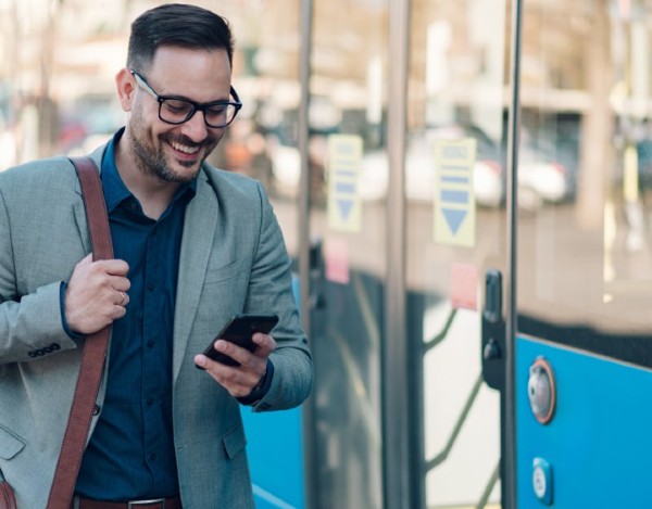 55a bus route passenger about to board