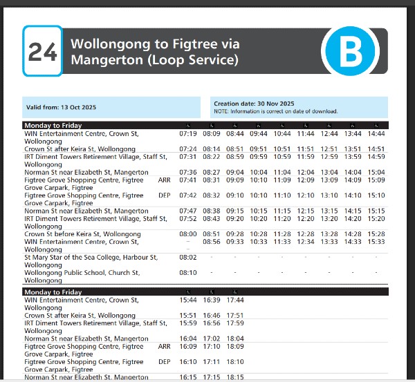 bus to Wollongong